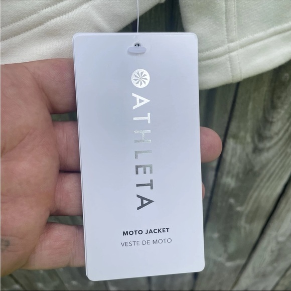 NWT Athleta Moto Jacket Women's Size Large Ivory Zip Up - Picture 2 of 14